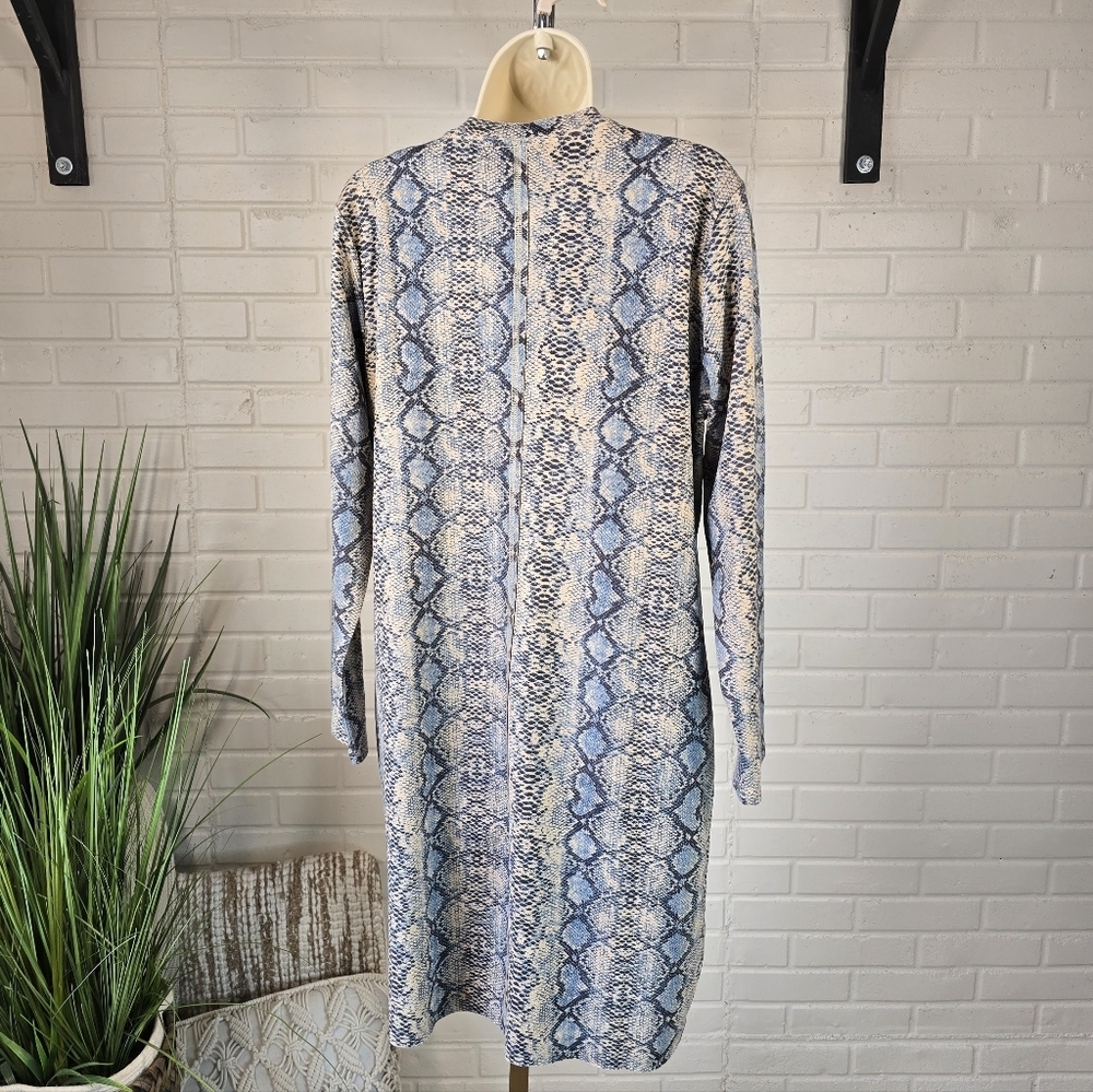 Joh Snakeskin Print Long Sleeve Rou D Neck Faux Suede Dress Oversized Small - Picture 12 of 12